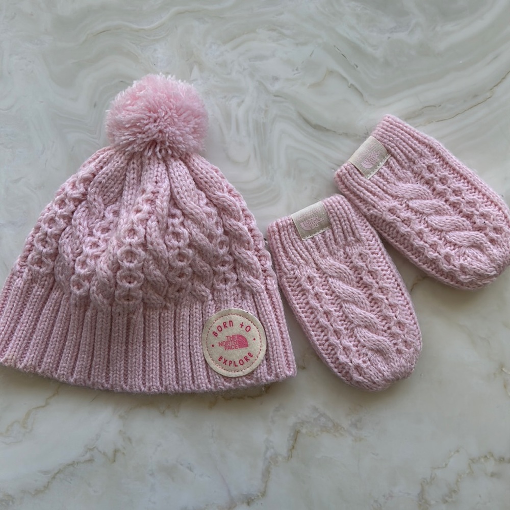 The North Face hat and mittens set